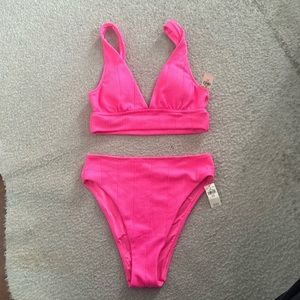 Aerie Hot Pink Crinkle Bikini